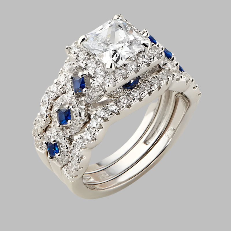 Anel feminino de zircônia 5A com corte princesa de 2,6 ct