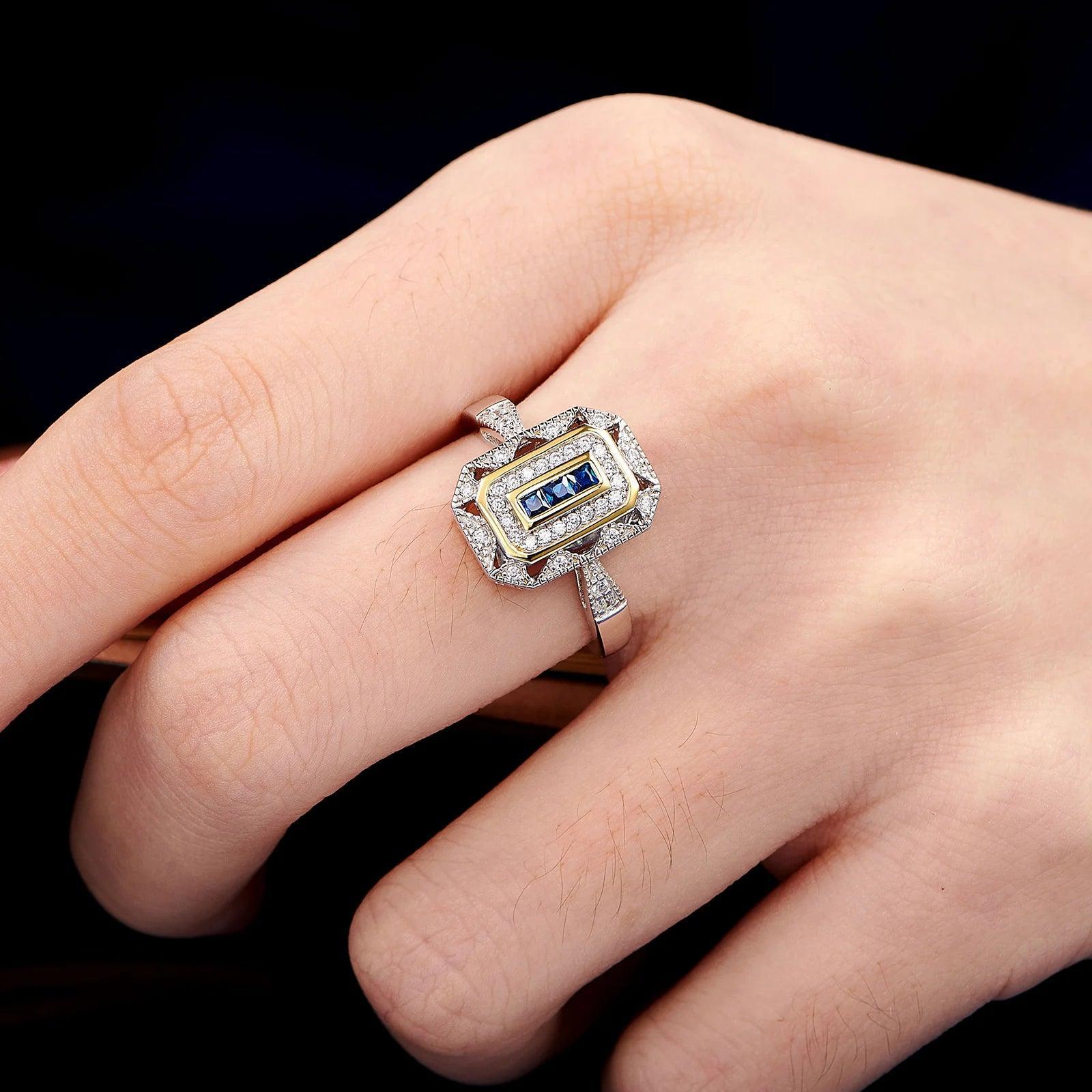 Vintage Blue Zirconia Ring - StellaJoya