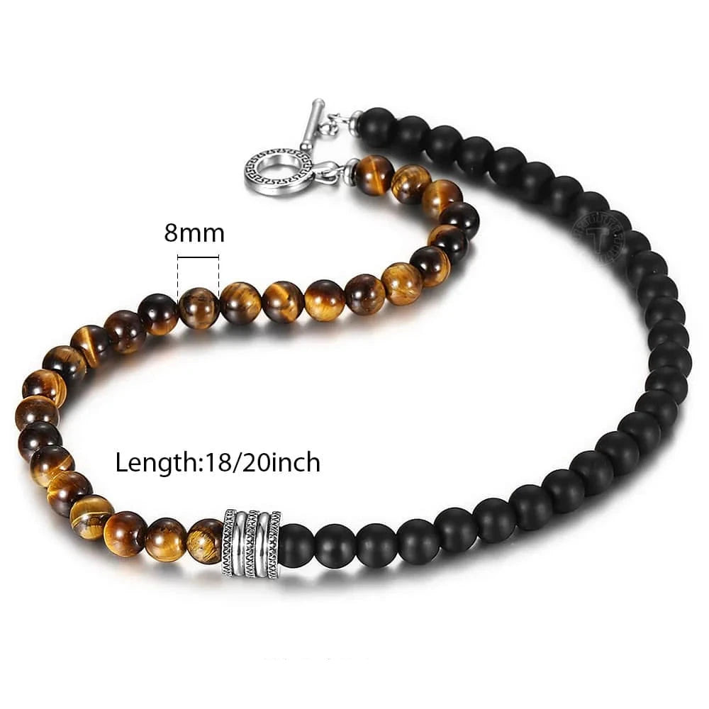 Natural Stone Men Bead Necklace