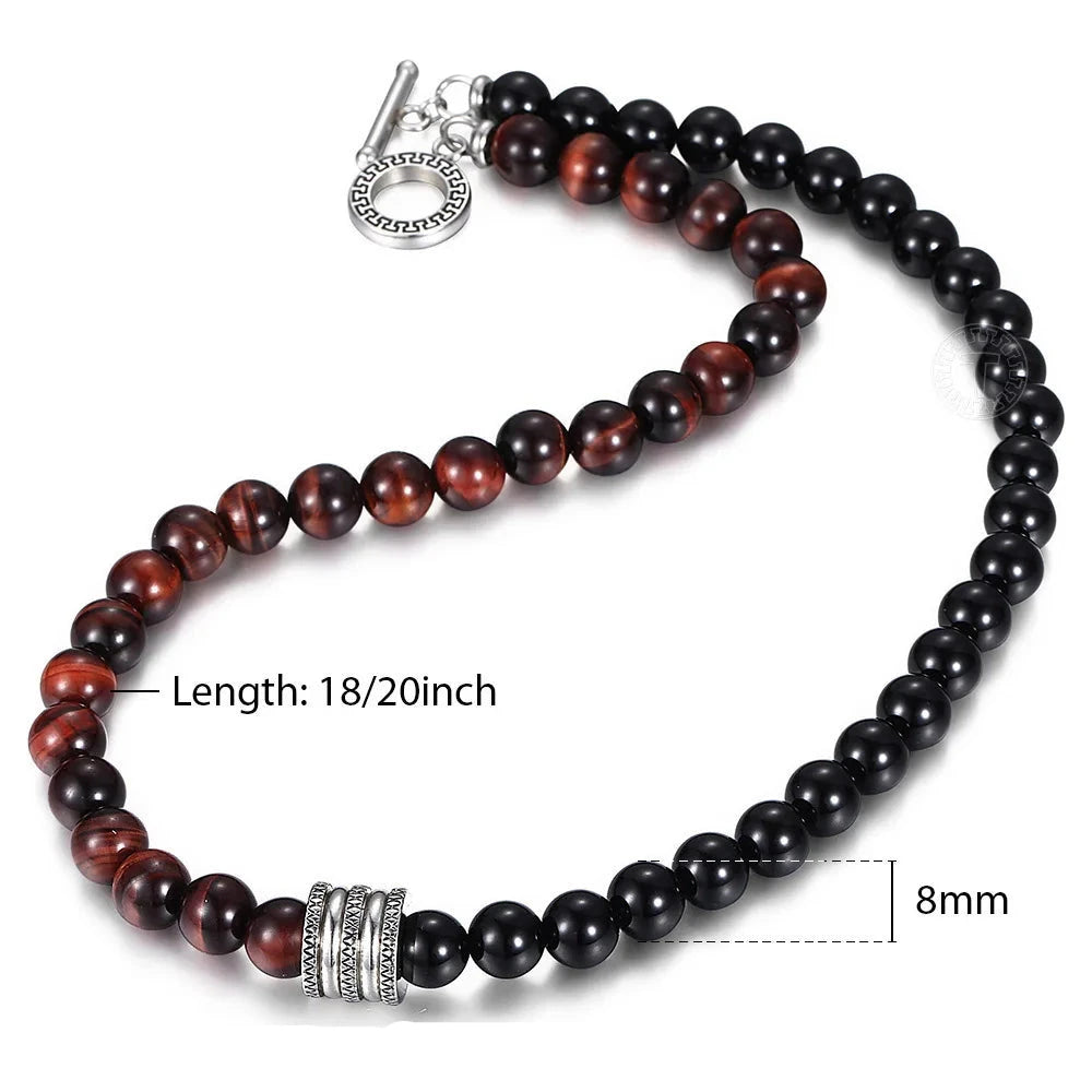 Natural Stone Men Bead Necklace