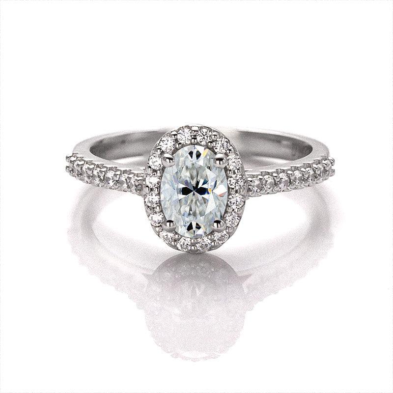 Anillo de Halo Moissanite de corte oval