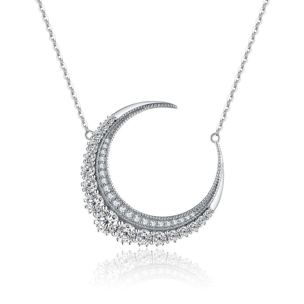 Moon Pendant Silver Necklace - StellaJoya
